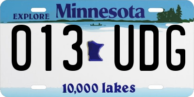 MN license plate 013UDG