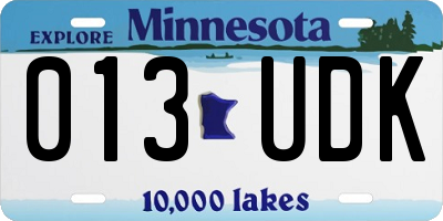 MN license plate 013UDK