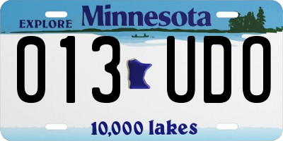 MN license plate 013UDO