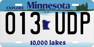 MN license plate 013UDP