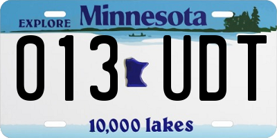 MN license plate 013UDT