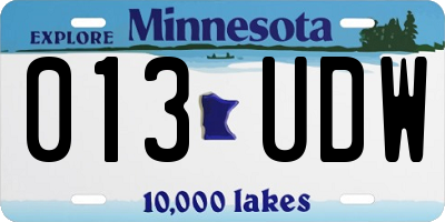 MN license plate 013UDW