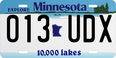 MN license plate 013UDX