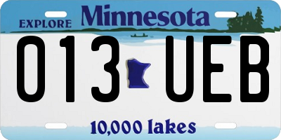 MN license plate 013UEB