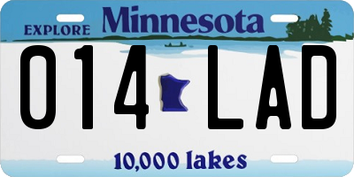 MN license plate 014LAD