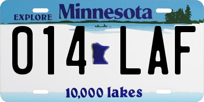 MN license plate 014LAF