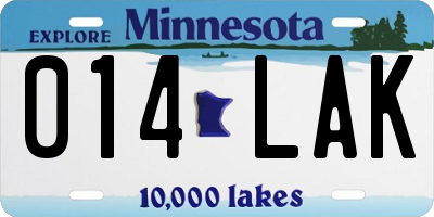 MN license plate 014LAK