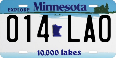 MN license plate 014LAO