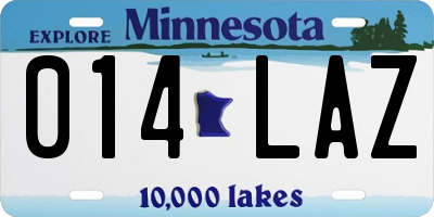 MN license plate 014LAZ