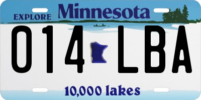 MN license plate 014LBA