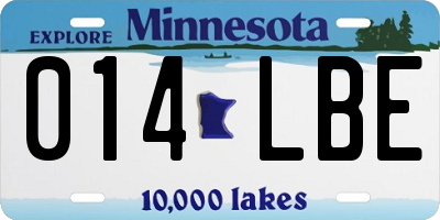 MN license plate 014LBE
