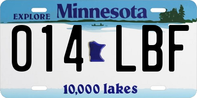 MN license plate 014LBF