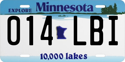 MN license plate 014LBI