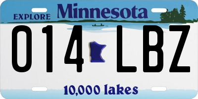 MN license plate 014LBZ