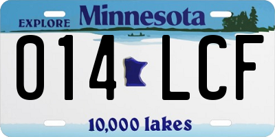 MN license plate 014LCF