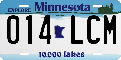 MN license plate 014LCM