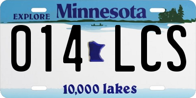 MN license plate 014LCS