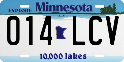 MN license plate 014LCV