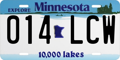 MN license plate 014LCW