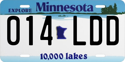 MN license plate 014LDD