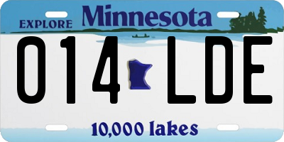 MN license plate 014LDE