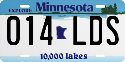 MN license plate 014LDS