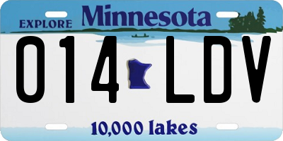 MN license plate 014LDV