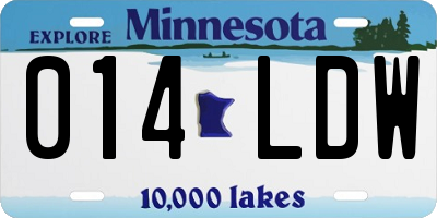 MN license plate 014LDW