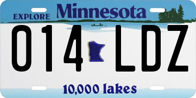 MN license plate 014LDZ