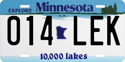 MN license plate 014LEK