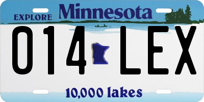 MN license plate 014LEX