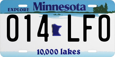 MN license plate 014LFO