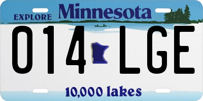 MN license plate 014LGE