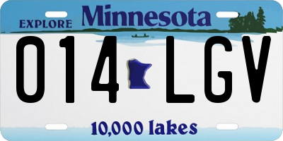 MN license plate 014LGV