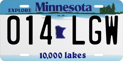 MN license plate 014LGW
