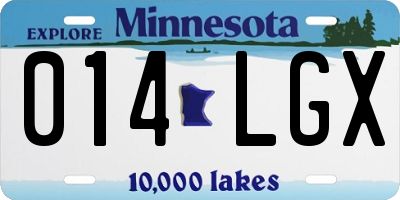 MN license plate 014LGX
