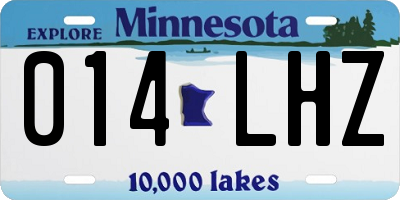MN license plate 014LHZ