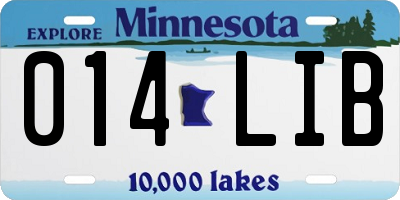 MN license plate 014LIB