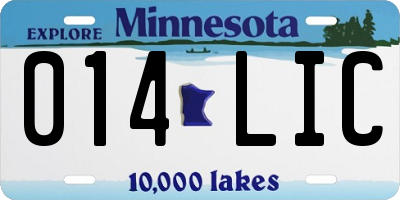 MN license plate 014LIC