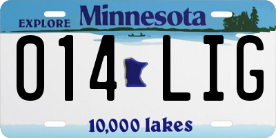 MN license plate 014LIG