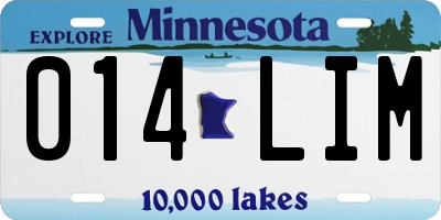 MN license plate 014LIM