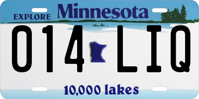 MN license plate 014LIQ