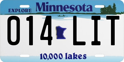 MN license plate 014LIT