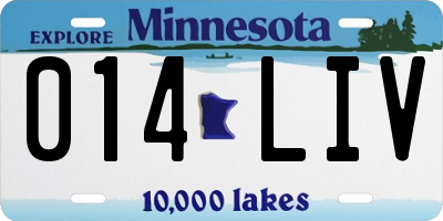 MN license plate 014LIV