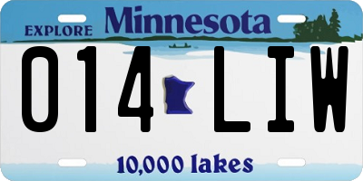 MN license plate 014LIW
