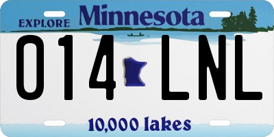 MN license plate 014LNL