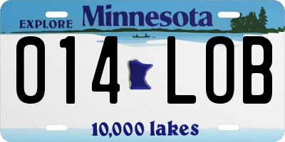 MN license plate 014LOB