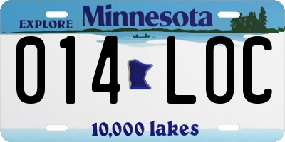MN license plate 014LOC