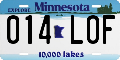 MN license plate 014LOF