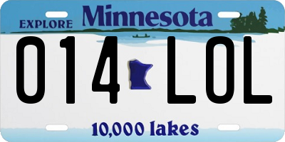 MN license plate 014LOL